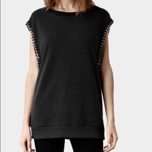 All Saints Black Sleeveless Top with Chain Detail